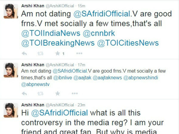  Indian actress Arshi Khan clarifies that she is NOT dating Shahid Afridi