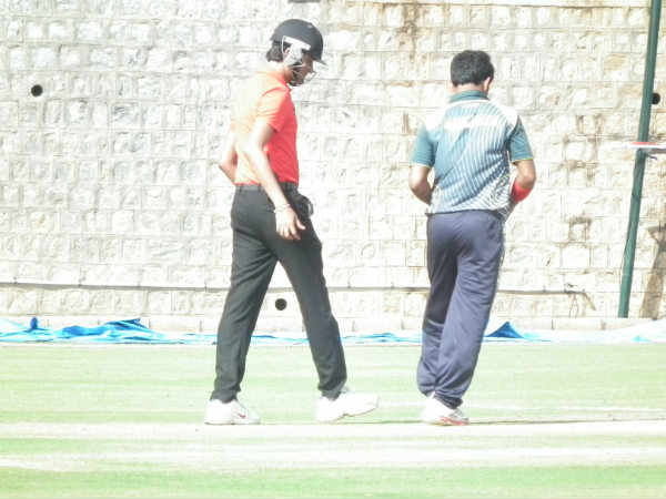 See where Umpires come on field wearing helmet in the match