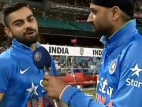 जीत के बाद भज्जी बने रिपोर्टर लिया विराट का फनी इंटरव्यू, देखें वीडियो