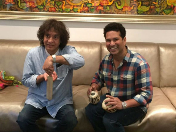 Pics: वाह उस्ताद वाह..जब सचिन ने छेड़ी तबले की थाप और जाकिर हुसैन ने उठाया बल्ला