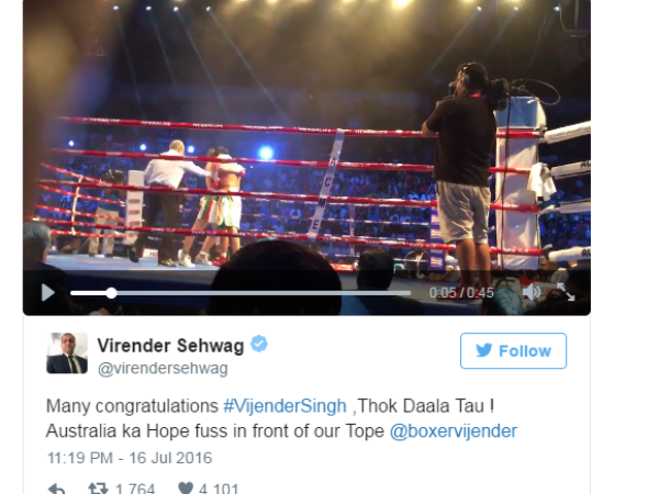 MS Dhoni, Virender Sehwag and others wish boxer Vijender Singh on title win