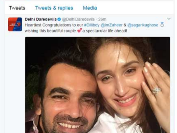 जहीर-सागरिका को बधाई देने के चक्कर में कुंबले हुए गुगली के शिकार...