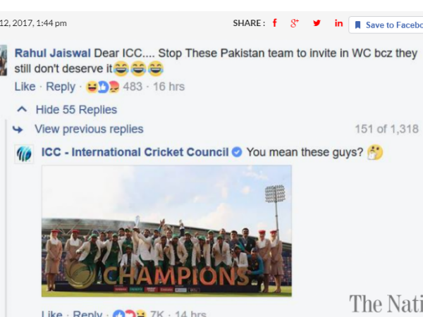 FB पर पाक महिला टीम को किया ट्रोल, तो ICC ने दिया ये जवाब