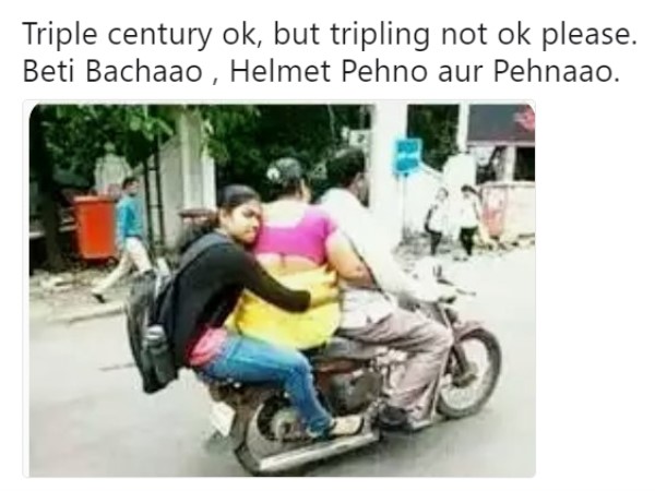 सहवाग ने दिया- बेटी बचाओ, हेलमेट पहले और पहनाओ का नारा