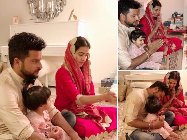 सुरेश रैना का दीवाली सेलीब्रेशन शुरू, पत्नी और क्यूट बेटी के साथ शेयर की फोटो