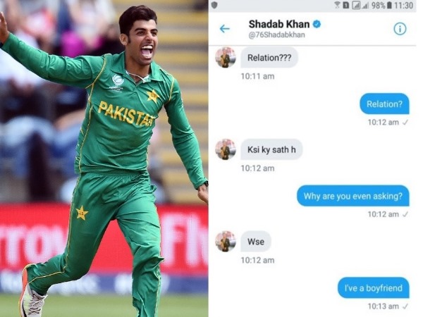 पाकिस्तानी बॉलर शादाब खान ने किया फ्लर्ट, लड़की ने स्क्रीनशॉट शेयर कर खोल दी पोल