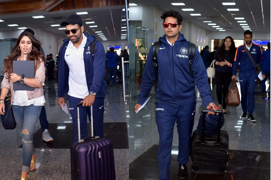 तस्वीरों में देखें अपनी पत्नियों के साथ धर्मशाला पहुंची दोनों टीमें, कड़े सुरक्षा इंतजाम