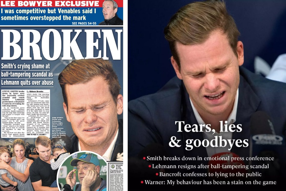 ब्रिटिश मीडिया ने जमकर उड़ाया रोते हुए स्मिथ का मजाक, देखें तस्वीरें