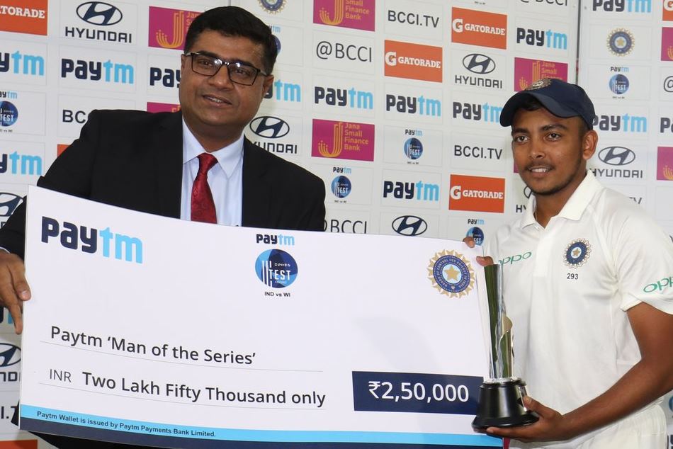 INDvsWI में 'मैन ऑफ द सीरीज' पृथ्वी शॉ का एक और कमाल, अपने नाम किया ये खिताब