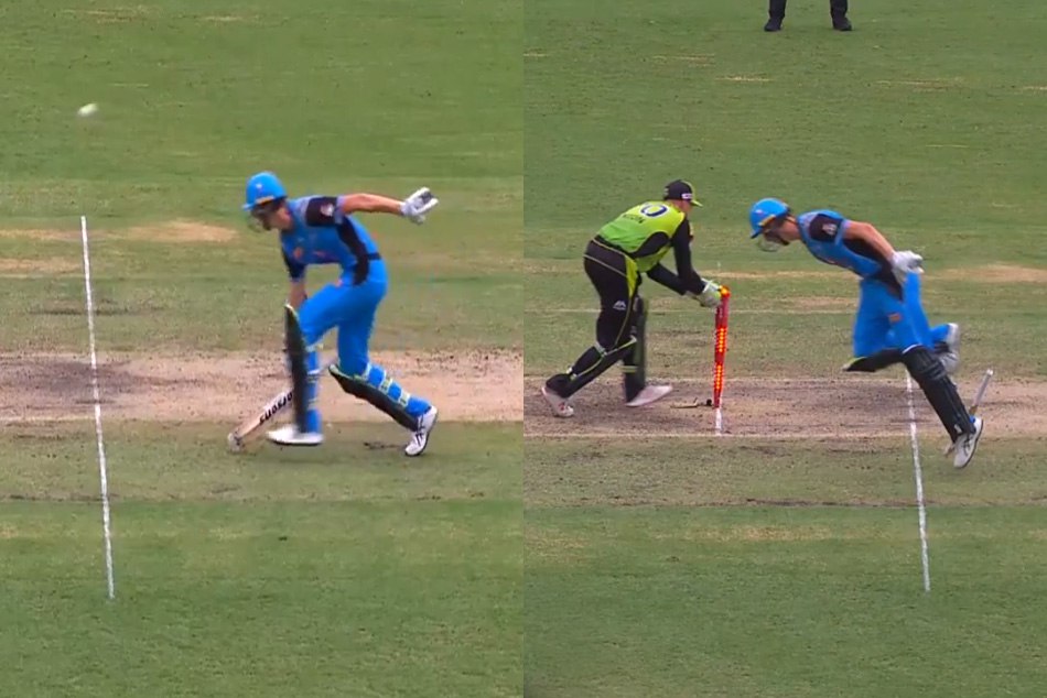 VIDEO: मैदान में फंसा बल्लेबाज का बल्ला, फिर हुआ अजीबोगरीब तरीके से रन आउट