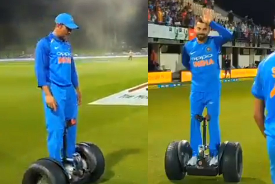 INDvNZ: पहले वनडे में जीत के बाद विराट और धोनी ने 'सेगवे' पर की मस्ती, देखें वीडियो