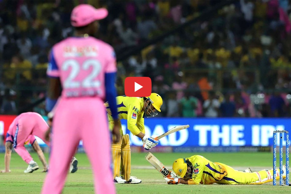 IPL 2019 : जब जडेजा के 'अजीबोगरीब' छक्के के बाद धोनी ने सिर पर मारा बैट, देखें VIDEO