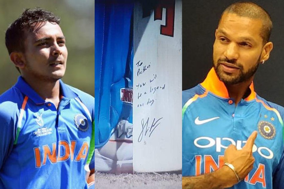 शिखर धवन ने पृथ्वी शॉ को स्पेशल मैसेज लिखकर दिया बल्ला, कहा- 'तुम एक दिन लीजेंड बनोगे'