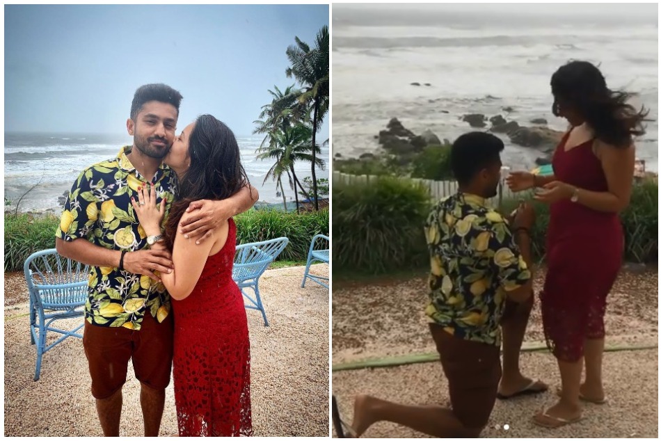 घुटनों के बल बैठकर करूण नायर ने प्रेमिका को सगाई के लिए किया प्रपोज, VIDEO