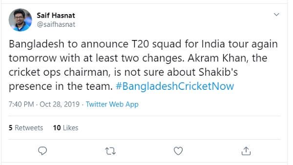 दोबारा घोषित हो सकती है बांग्लादेशी टी-20 टीम