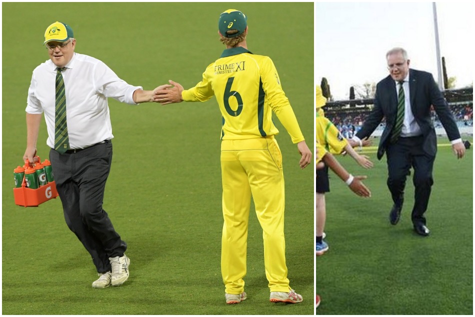 टी-20 मैच में खिलाड़ियों के लिए ड्रिंक लेकर पहुंचे ऑस्ट्रेलियाई प्रधानमंत्री, VIDEO वायरल