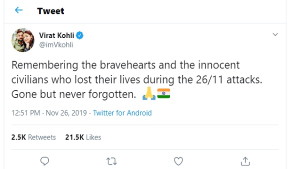 kohli on 26/11 attack