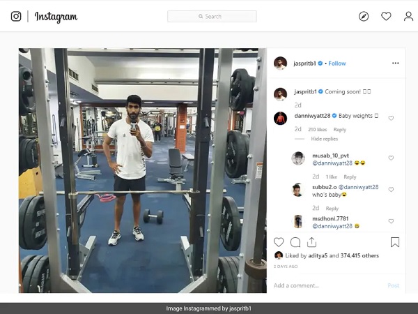 बुमराह की जिम सेल्फी पर चिढ़ाने वाला कमेंट