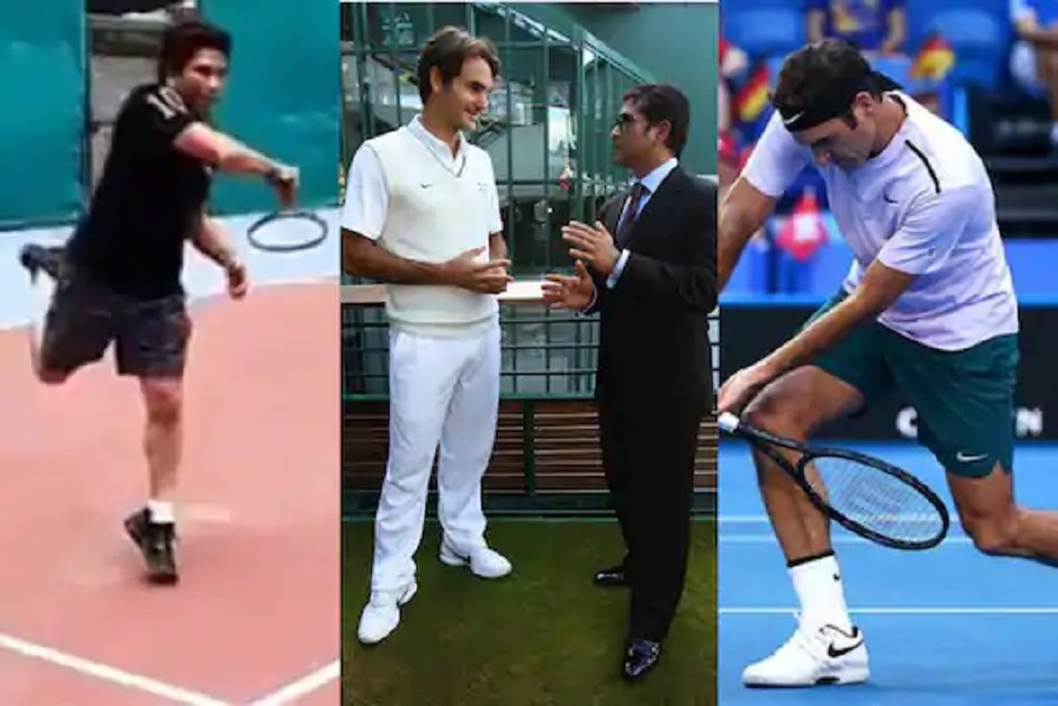 सचिन तेंदुलकर ने टेनिस में आजमाए हाथ, रोजर फेडरर से मांगी एक सलाह