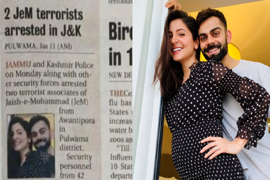 आतंकी खबर के साथ छपी विराट-अनुष्का की फोटो, मचा बवाल