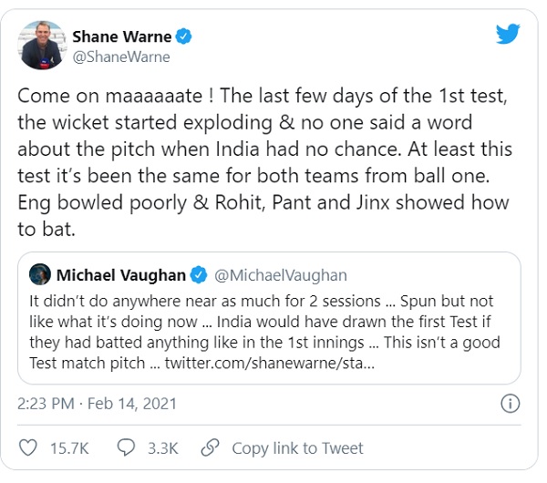 शेन वार्न ने दिया था माइकल वॉन को जवाब-