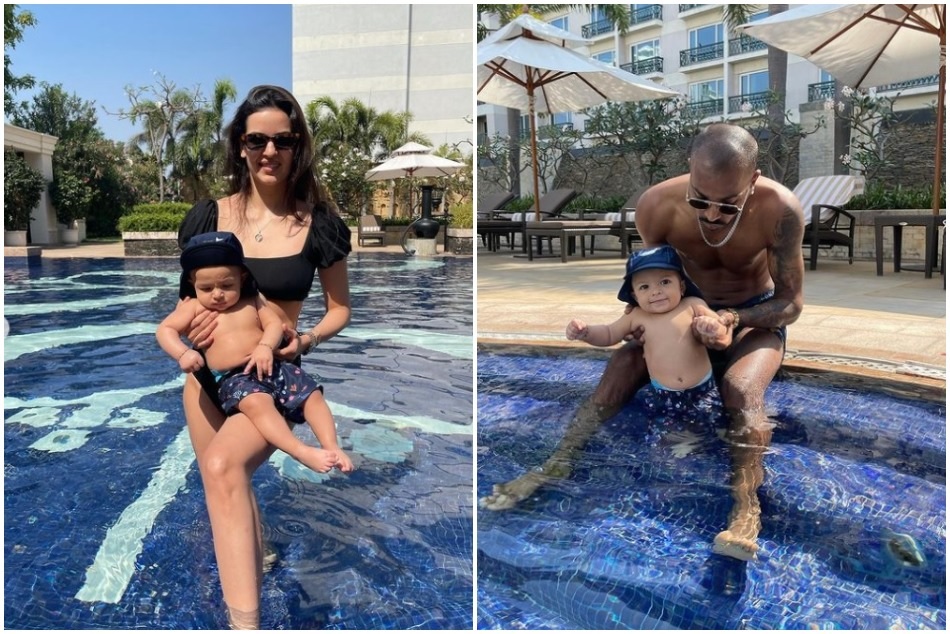 अगस्त्य ने लिए पूल में पहली बार उतरने के मजे, हार्दिक पांड्या और नताशा ने शेयर की तस्वीरें