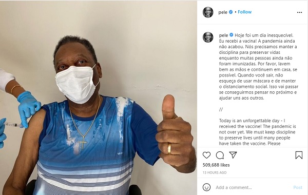  Football legend Pele gets Covid-19 vaccine, requested people for maintain discipline