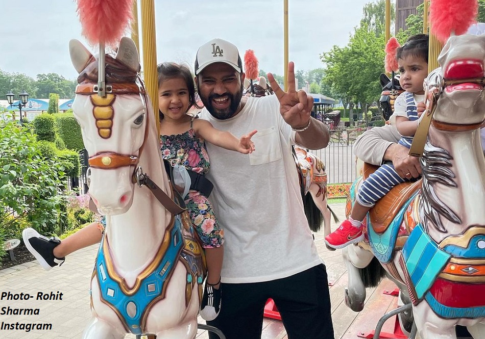 इंग्लैंड में परिवार संग सुकून के पल- रोहित शर्मा ने शेयर की समायरा और आर्या के साथ फोटो