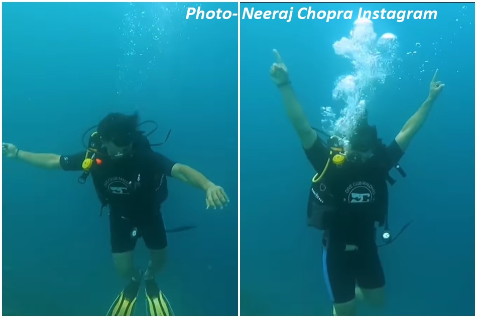 नीरज चोपड़ा ने पानी के अंदर दिखाया भाला-फेंक एक्शन, शुरू हुई ट्रेनिंग- VIDEO