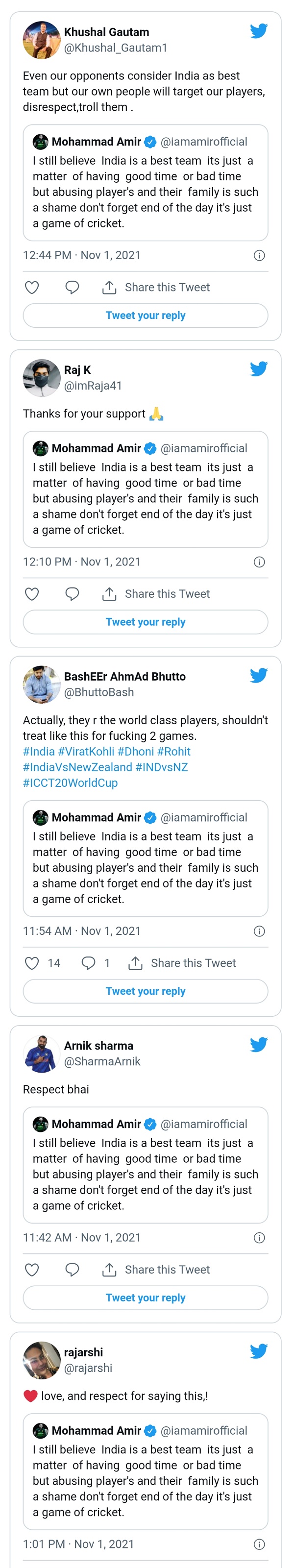 Mohammad Amir comes in Team India support