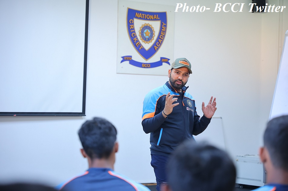 Indian white ball captain Rohit Sharma spends time with Under-19 players in NCA